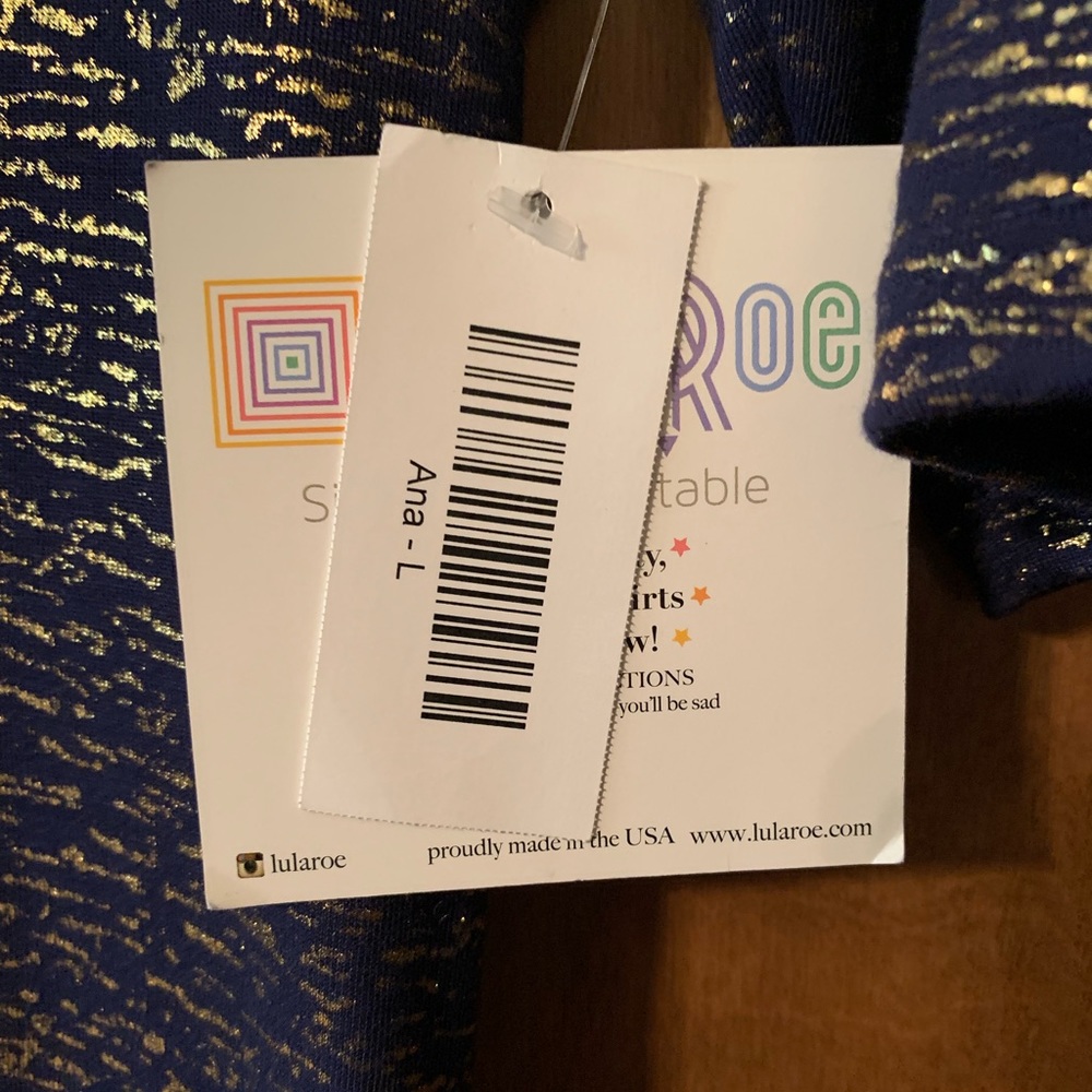 Lularoe Ana size large. Navy with gold lines. - Picture 3 of 8